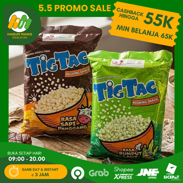 TIC TAC SNACK PILUS 100GR / TIC TAC SAPI PANGGANG 100GR / TIC TAC RUMPUT LAUT 100GR / SNACK TIC TAC 