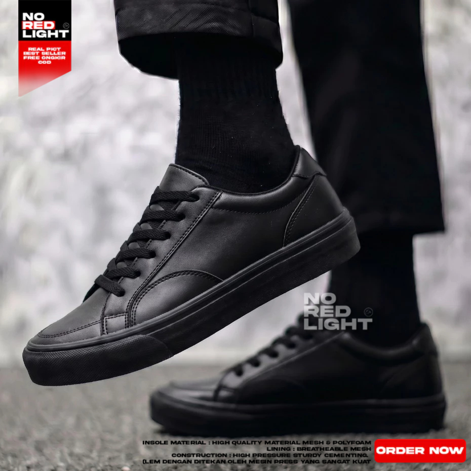 Sepatu Sneakers Full Black Sekolah Unisex Ukuran Besar 44 45 46 47 48