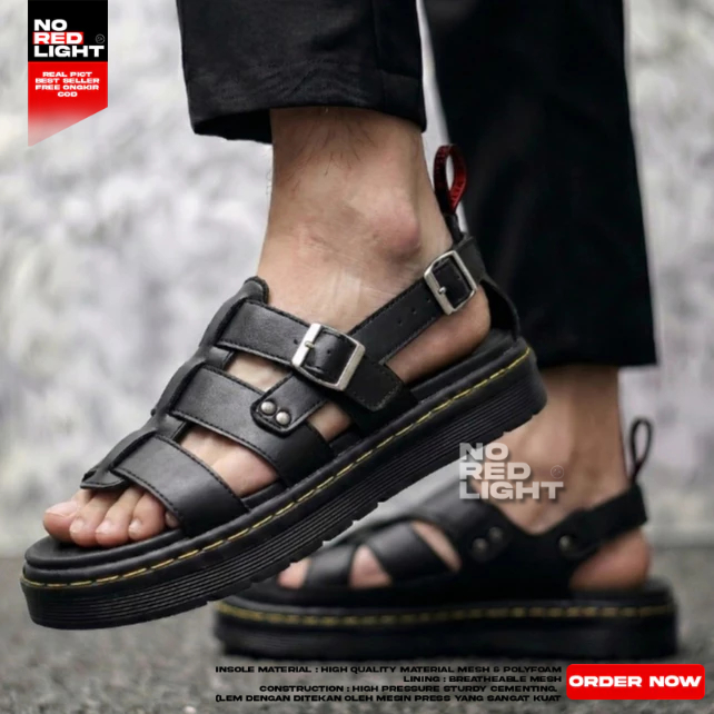 Sandal Docmart Hitam Sendal Pria 36-44