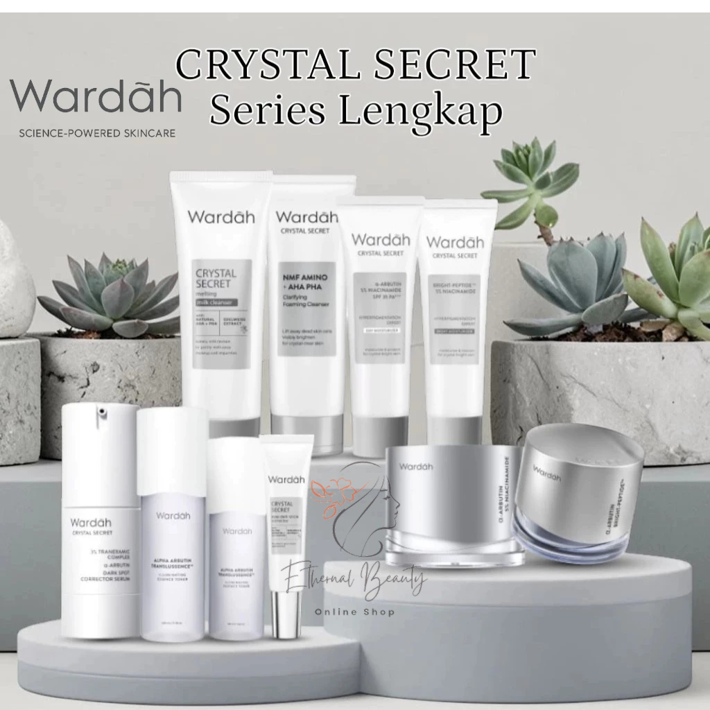 Wardah Crystal Secret Series Lengkap - Milk Cleanser, Micellar Cleansing Gel, Foaming Cleanser, Exfo