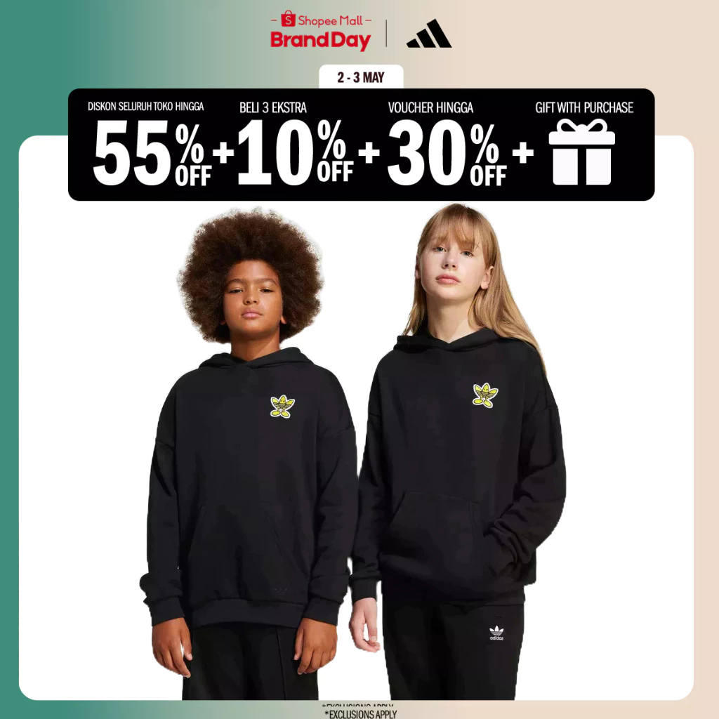adidas Lifestyle adidas Originals x Smiley World Hoodie Kids Unisex Black JD0428
