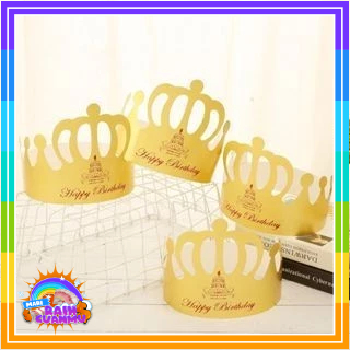 MRC  Topi Mahkota Ulang Tahun Anak-anak Karton Emas Dewasa Dekorasi Ulang Tahun Topi Ulang Tahun Hia