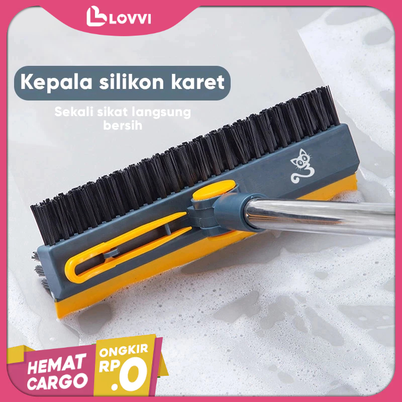 LOVVI Home Sikat Kamar Mandi Lantai Gagang Panjang Sikat WC Lantai 3 in 1 Sikat Dorong Kamar Mandi S