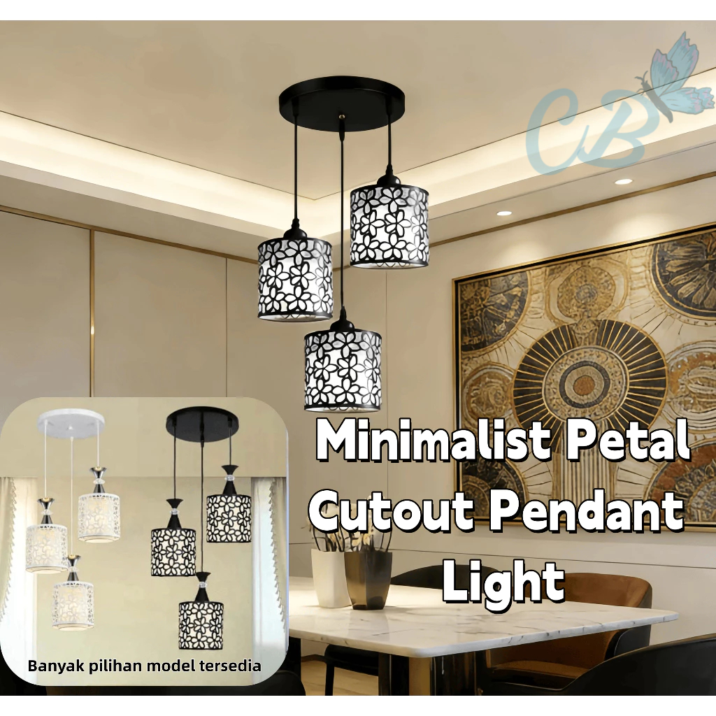 Termurah-COD 3 Lampu Gantung Minimalis Led Modern Bentuk Kelopak untuk Lampu Ruang Tamu Dapur