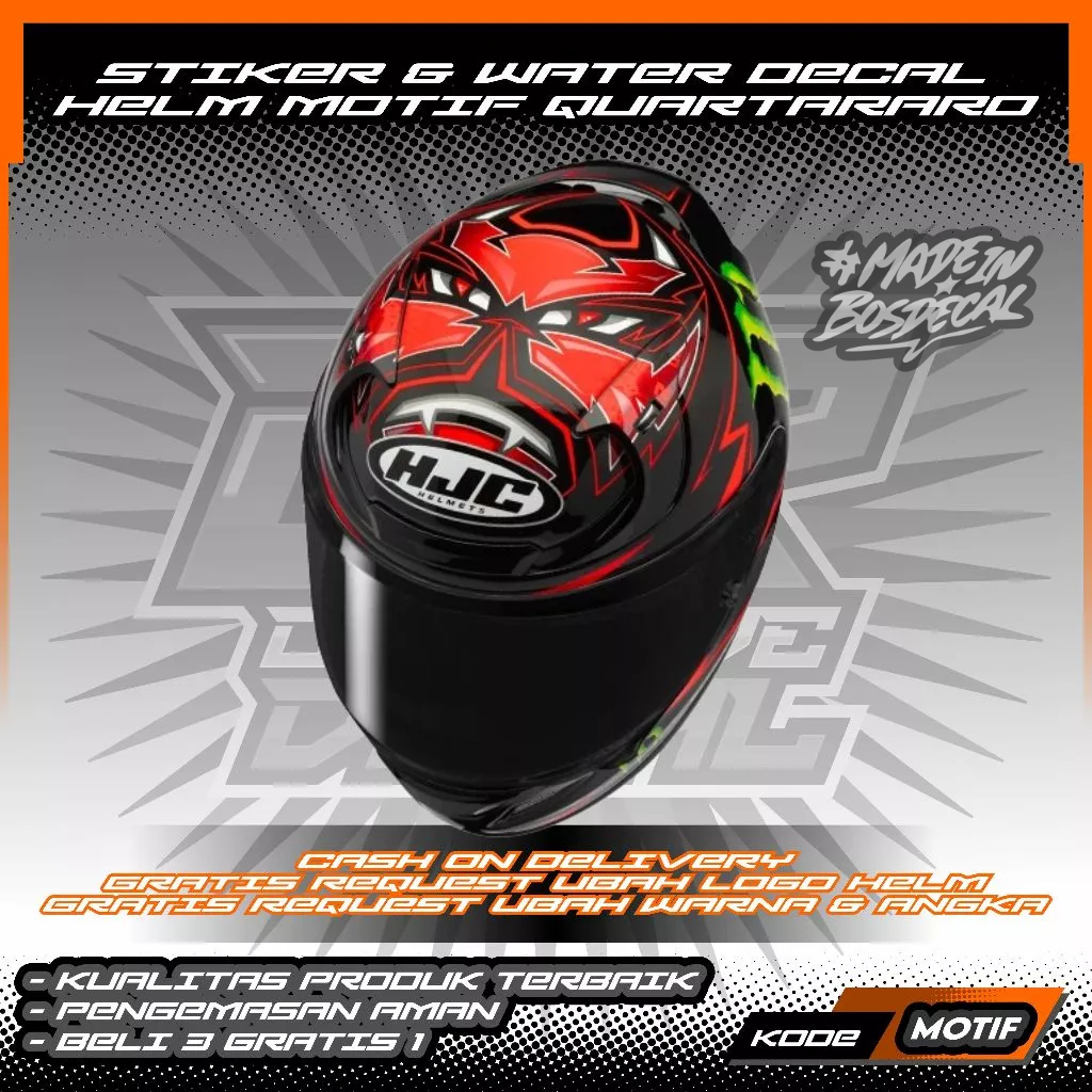 STIKER, WATER DECAL & UV TRANSPARAN HELM MOTIF FABIO QUARTARARO