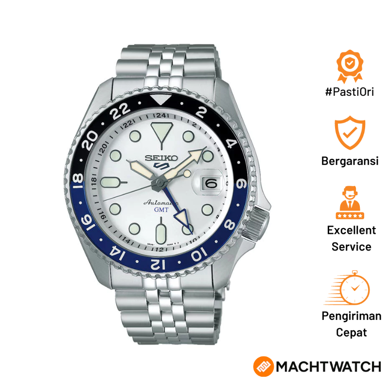 Jam Tangan Pria Seiko 5 Sports SSK033K1 SKX Series Automatic GMT Silver Dial Stainless Steel Strap