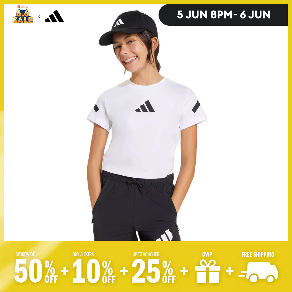 adidas Lifestyle adidas Z.N.E. Fitted Crop Tee Kids Women White JD1317