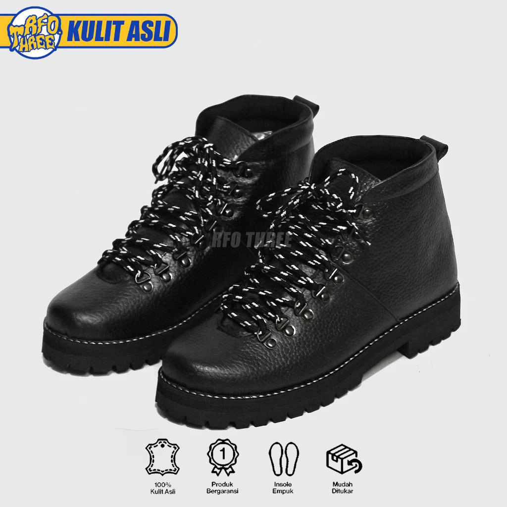 RFOTHREE PERRO - Sepatu Boots Tinggi Kulit Asli Pria