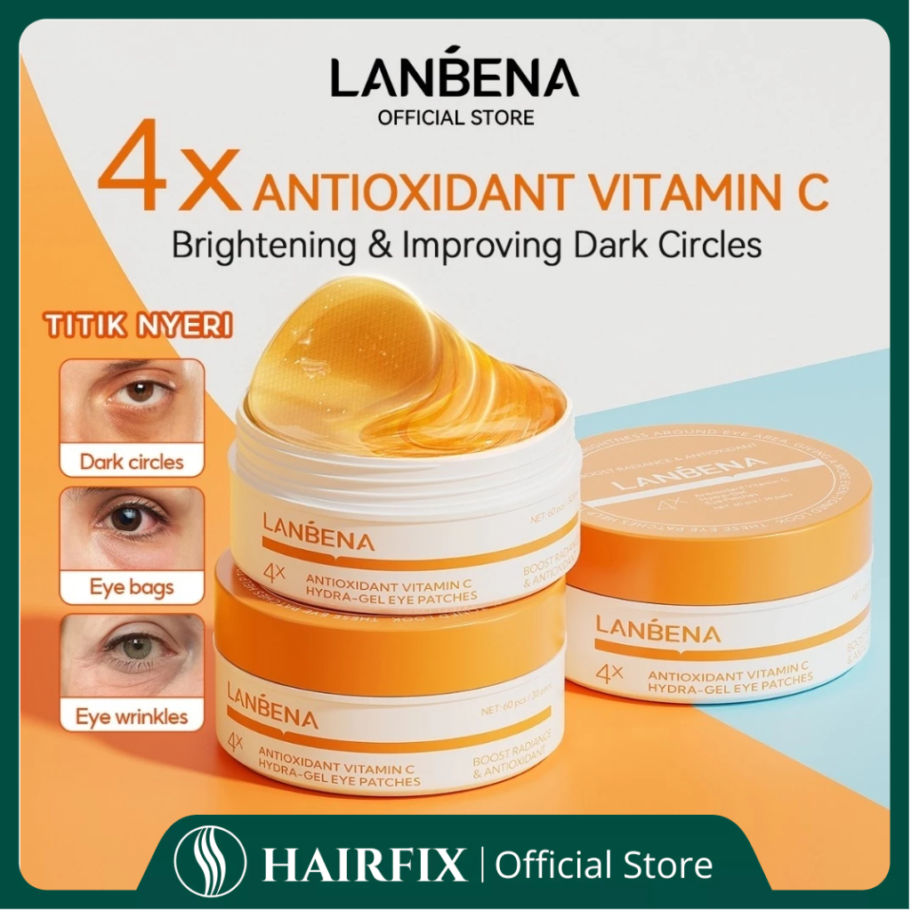 LANBENA Vitamin C Eye Mask 60pcs (30 Pairs) – Masker Mata Anti Panda, Kurangi Bengkak & Garis Halus 