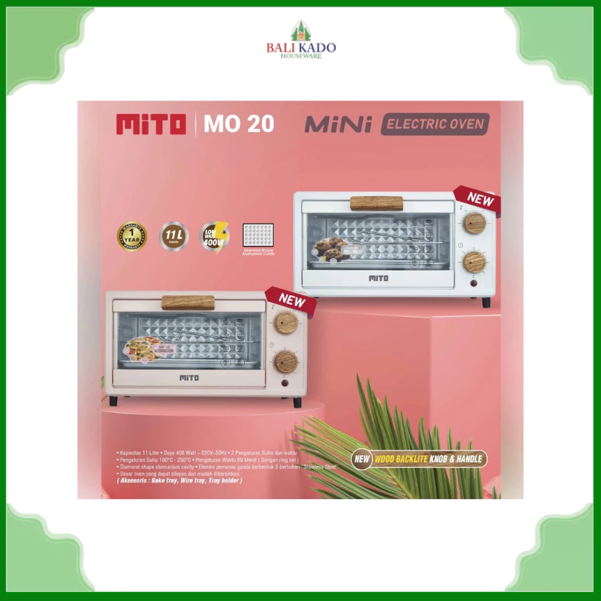 Mito Oven Mini 11 Liter MO-20 / Oven 11L Mito MO 20 -  Pemanggang Kue Roti Makanan - Garansi 1 Tahun