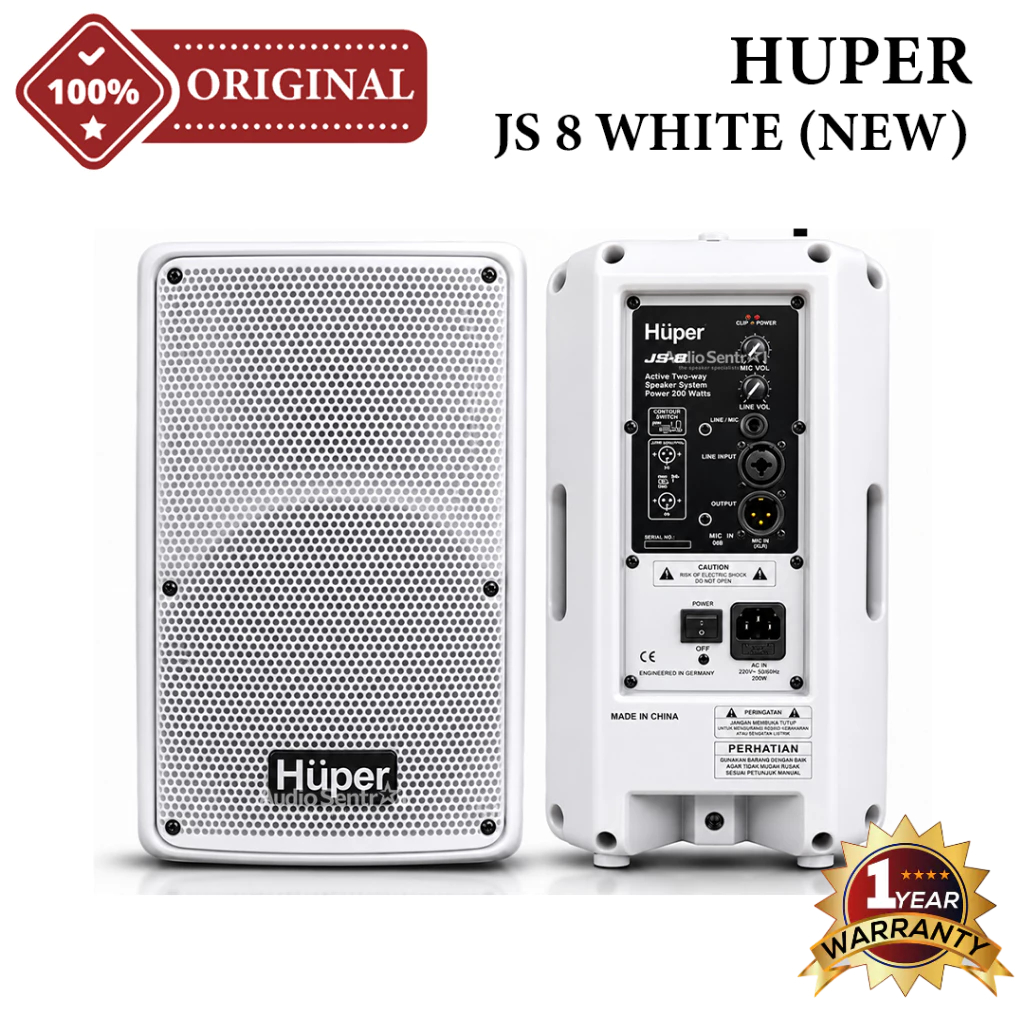 HUPER JS8 PUTIH | JS 8 Speaker Aktif 8 Inch Original 1 Pasang