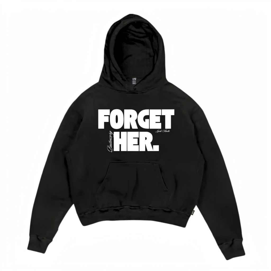 Leech.co Hoodie Boxy Oversize Forget Her Black Unisex - Flecee 300GSM