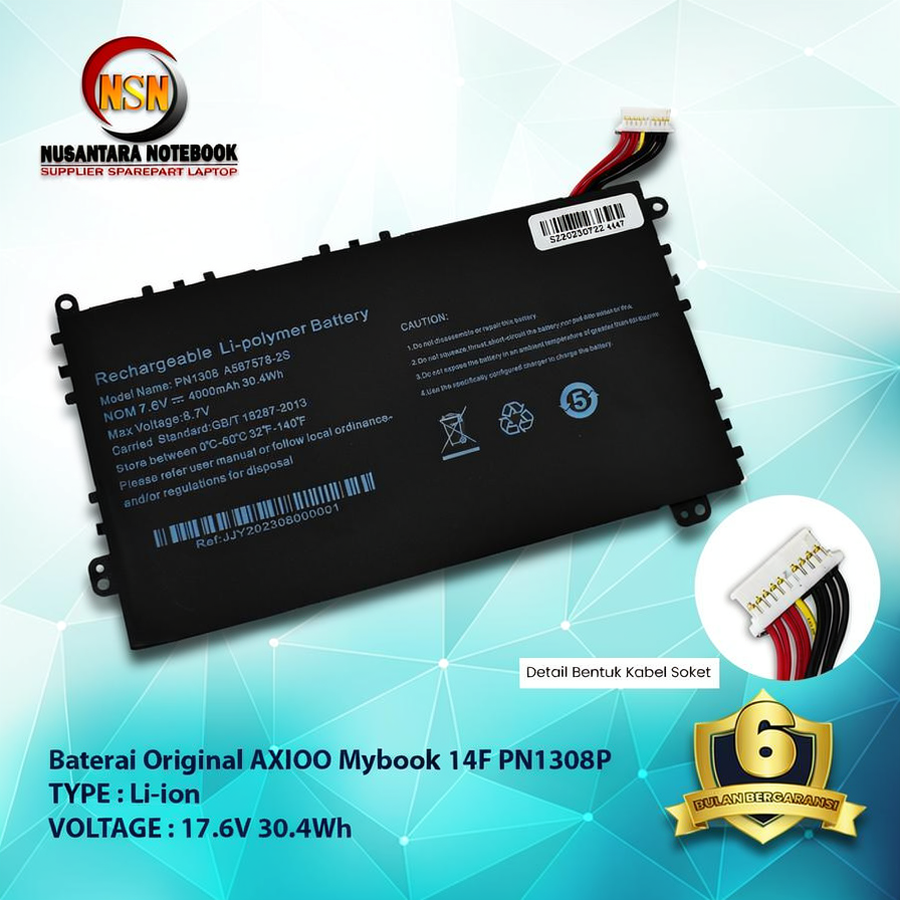 Baterai Axioo Mybook 14F PN1308P Series (Soket Kanan)-Original