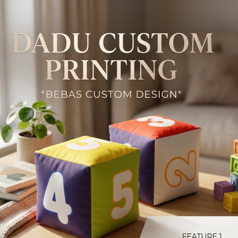 Dadu Custom Besar Printing | Mainan Edukasi Bantal Dadu Request Desain Suka-Suka Nico safety