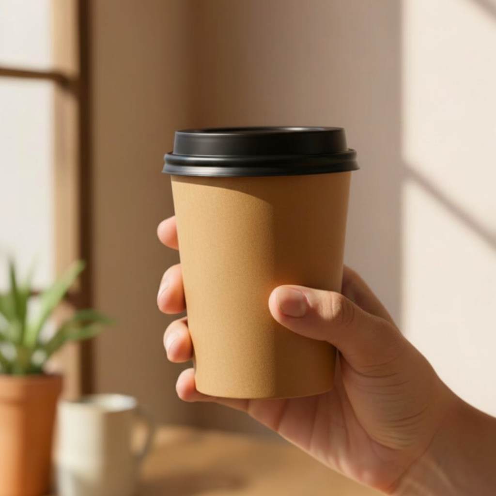 (50PCS) PAPER CUP KRAFT BROWN SJP COKLAT 8 OZ  240ML + TUTUP PAPER CUP  / GELAS KERTAS 8OZ 240ML PAP