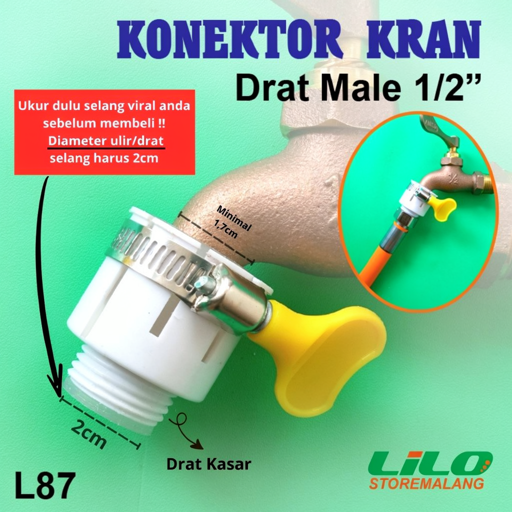 Sambungan Adaptor Konektor Kran Keran air drat Male 1/2" inch L87