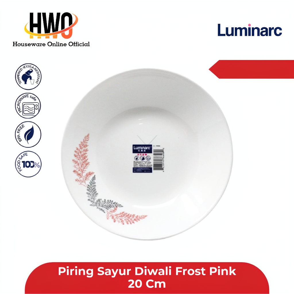 Luminarc Piring Sayur Diwali Frost Pink 20 Cm