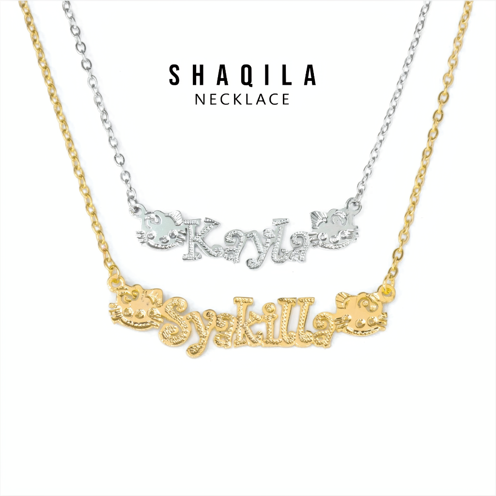 Kalung titanium nama grafir wanita anti karat asli necklace custom emas ukir aksesoris fashion korea