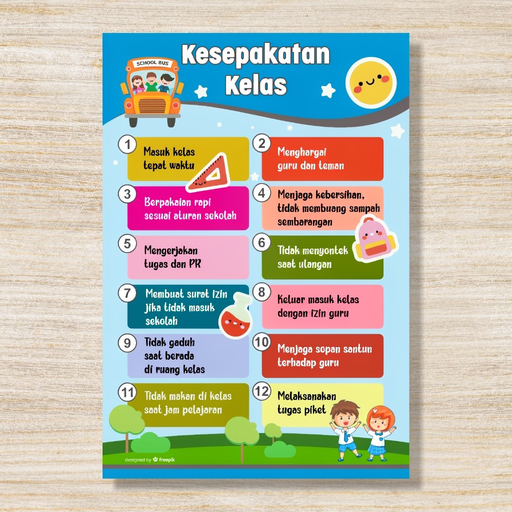 Poster Kesepakatan Kelas Model B, Poster Edukasi Laminasi A3