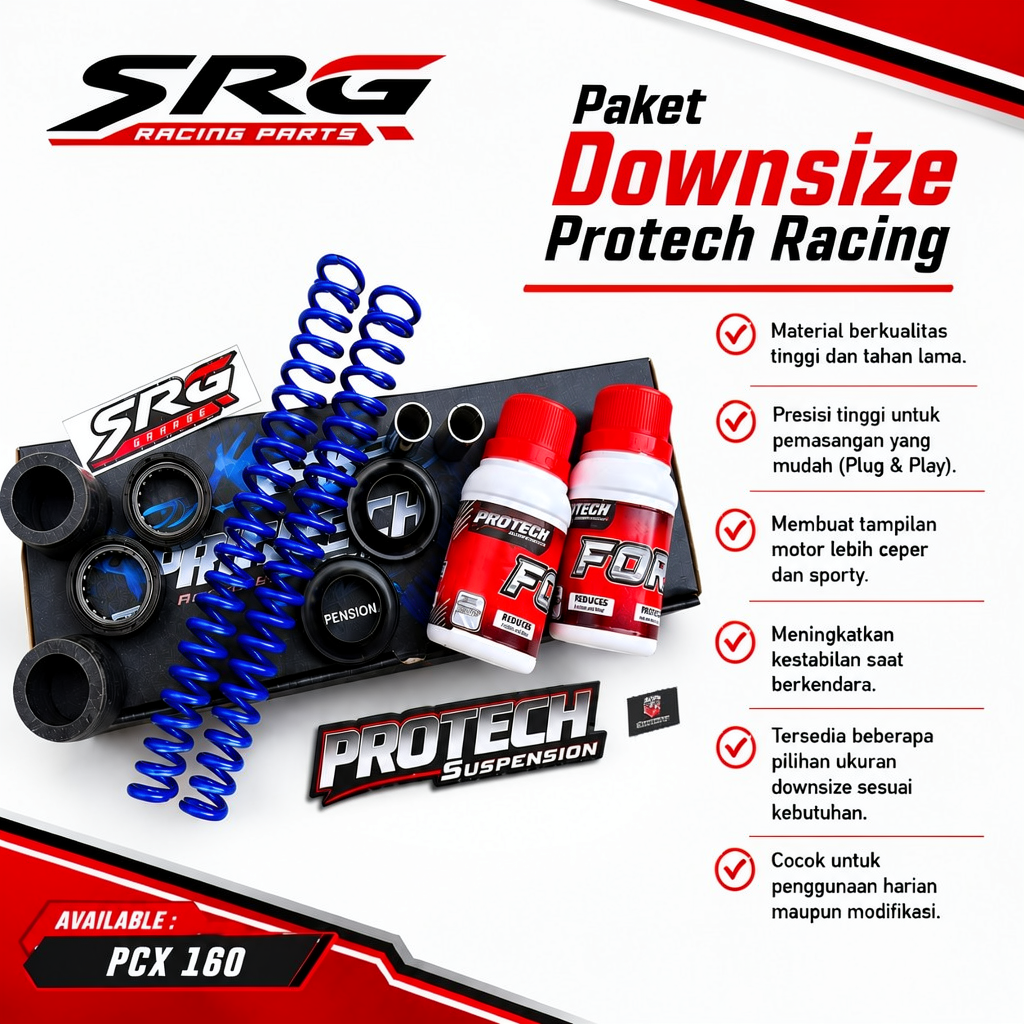 Paket Downsize Protech Suspension Pcx 160 Lowringkit Shock Depan