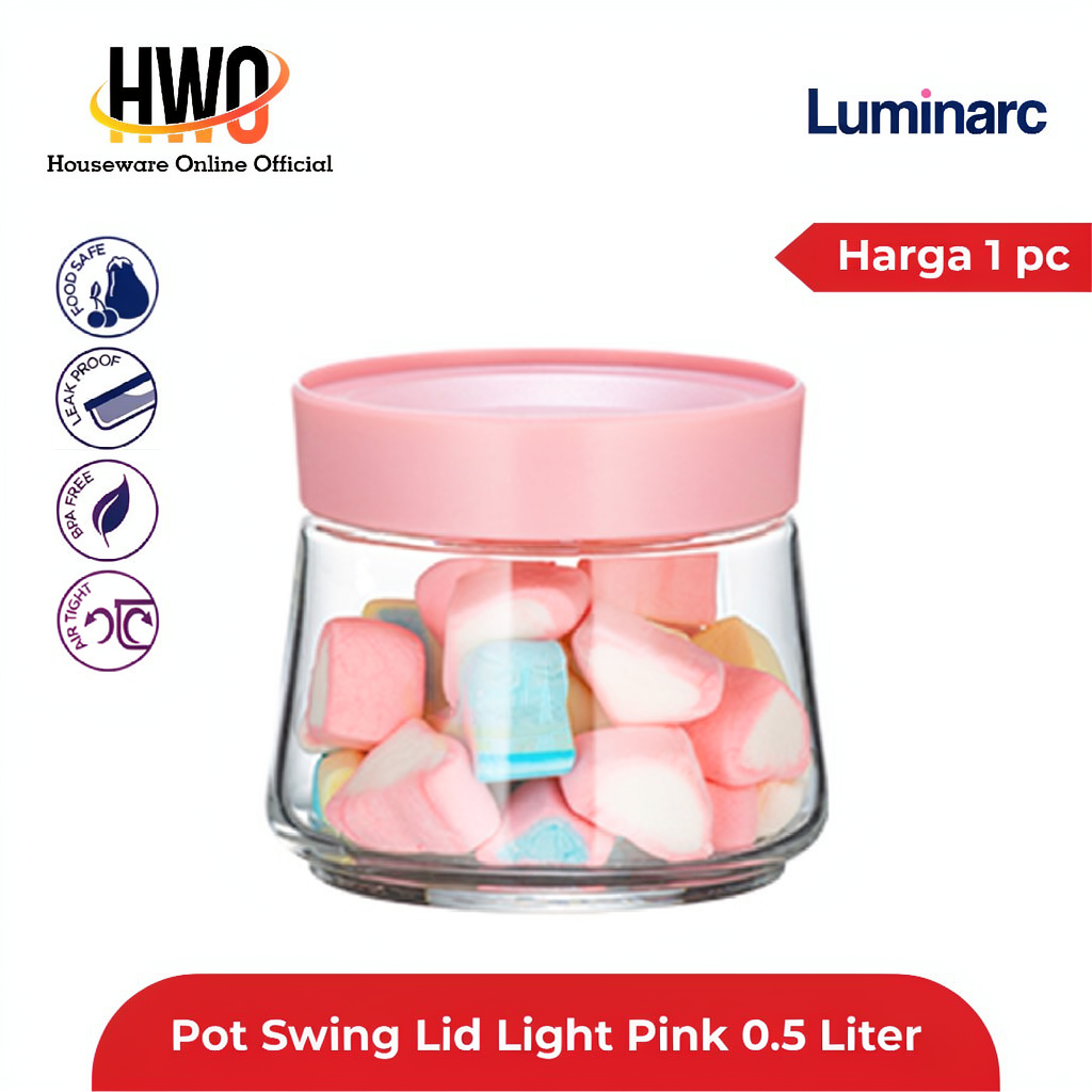 Luminarc Toples Pot Swing Lid Light Pink 0.5 Liter