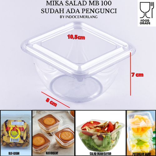 [SPESIAL PROMO CUCI GUDANG] Tray Mika Salad Buah Potong MB 100 Kapasitas 500ml Bahan PET Tebal Trans