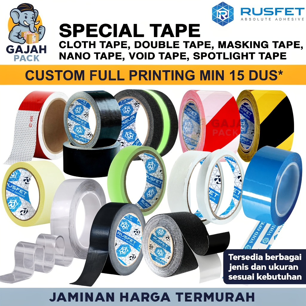 Lakban Security Void Spotlight Masking / Nano / Cloth / Double Tape / Danger Police Line RUSFET