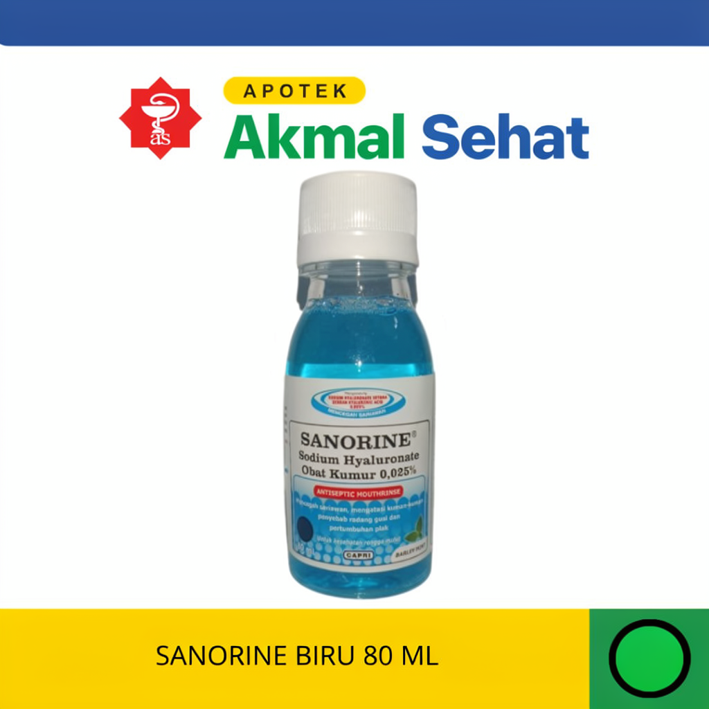 Sanorine Obat Kumur Biru 80ml - Mencegah Sariawan & Radang Gusi
