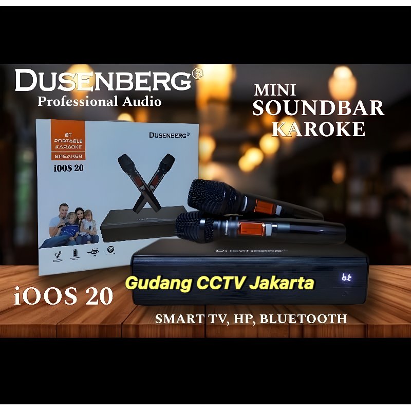 Speaker Dusenberg ioos 20 Mini Soundbar Karaoke Smart Tv, Hp, Bluetooth, 2 Mic Wireless