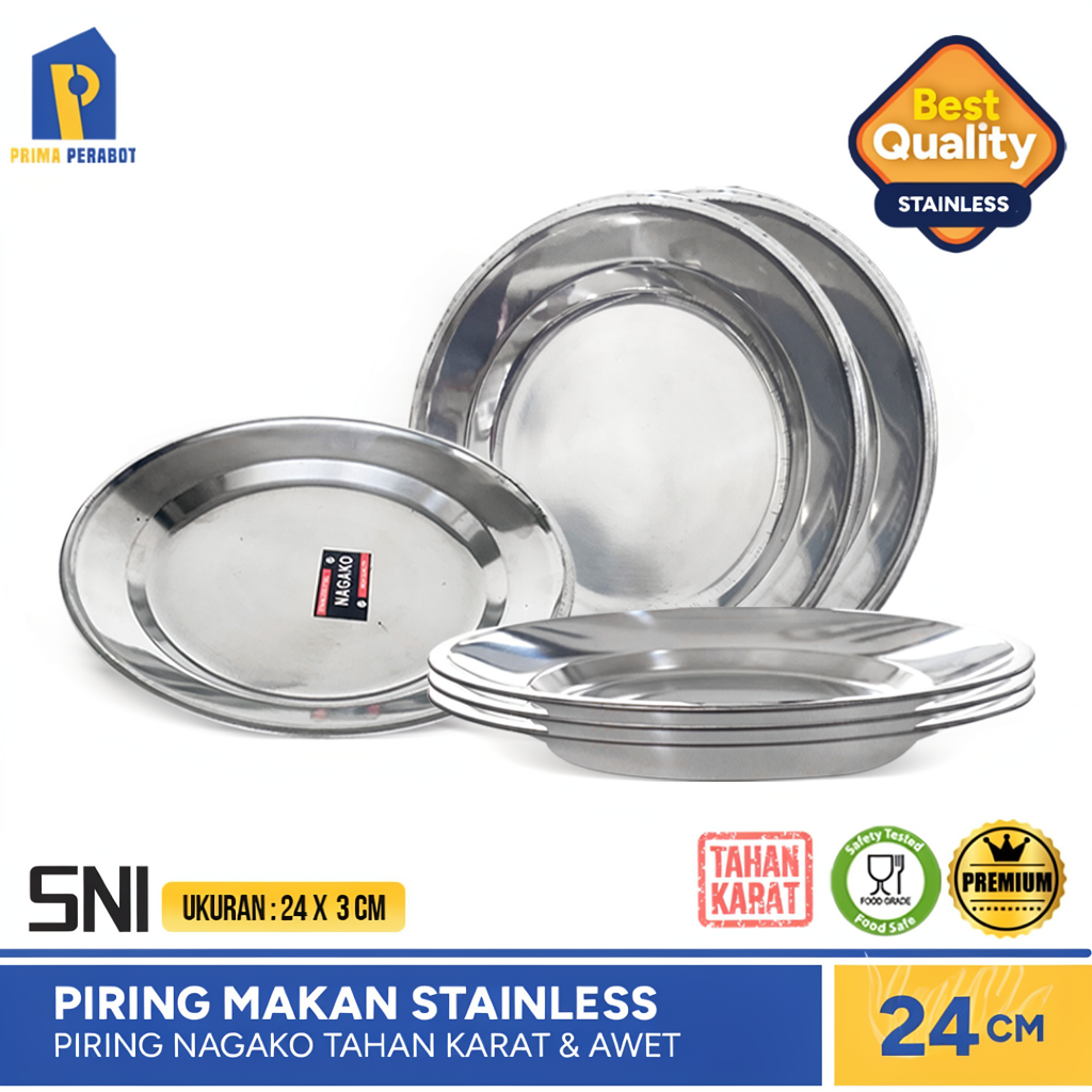 Piring Stainless 24 Cm Piring Makan Soup Plate 24 cm Tebal Berkualitas