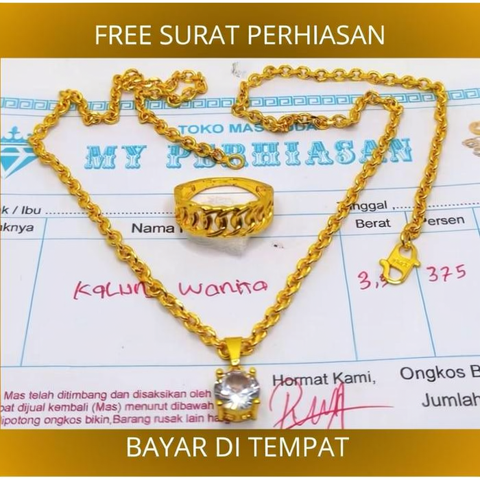 kalung nuri mata satu free cincin rantai emas muda free surat toko