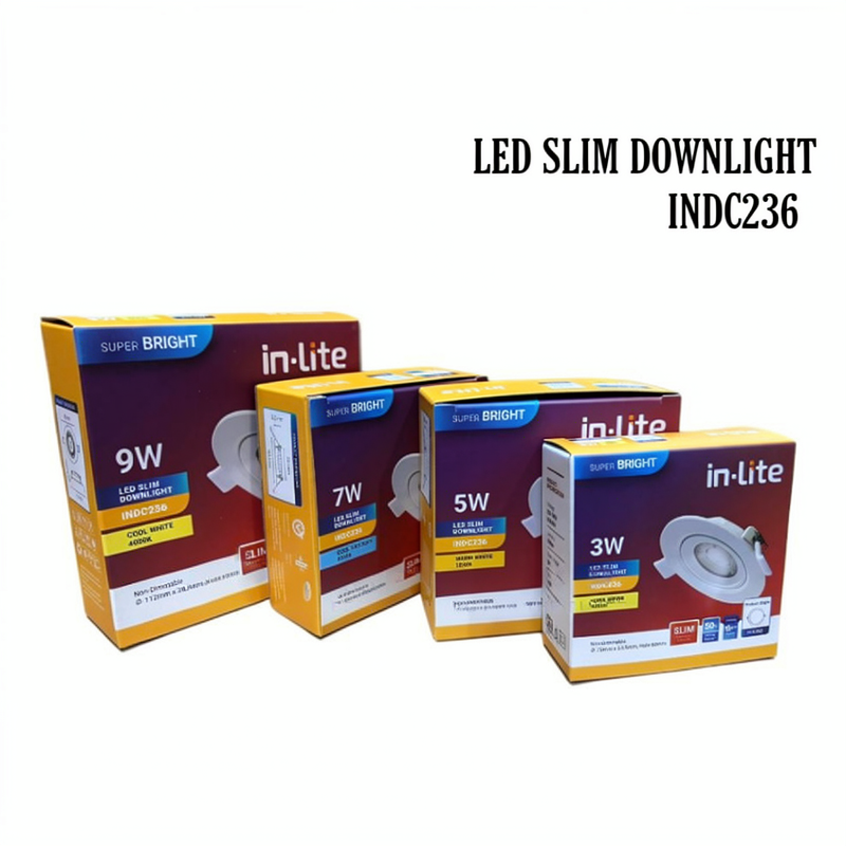 Inlite Lampu Spotlight Slim LED 9W 7W 5W 3W INDC236 In-lite Spot Light 6500K 4000K 3000K