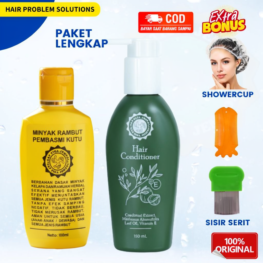 Combo Spesial Pembasmi Kutu Paling Ampuh Minyak Rambut & Hair Kondisioner Aman Untuk Anak-anak Dewas