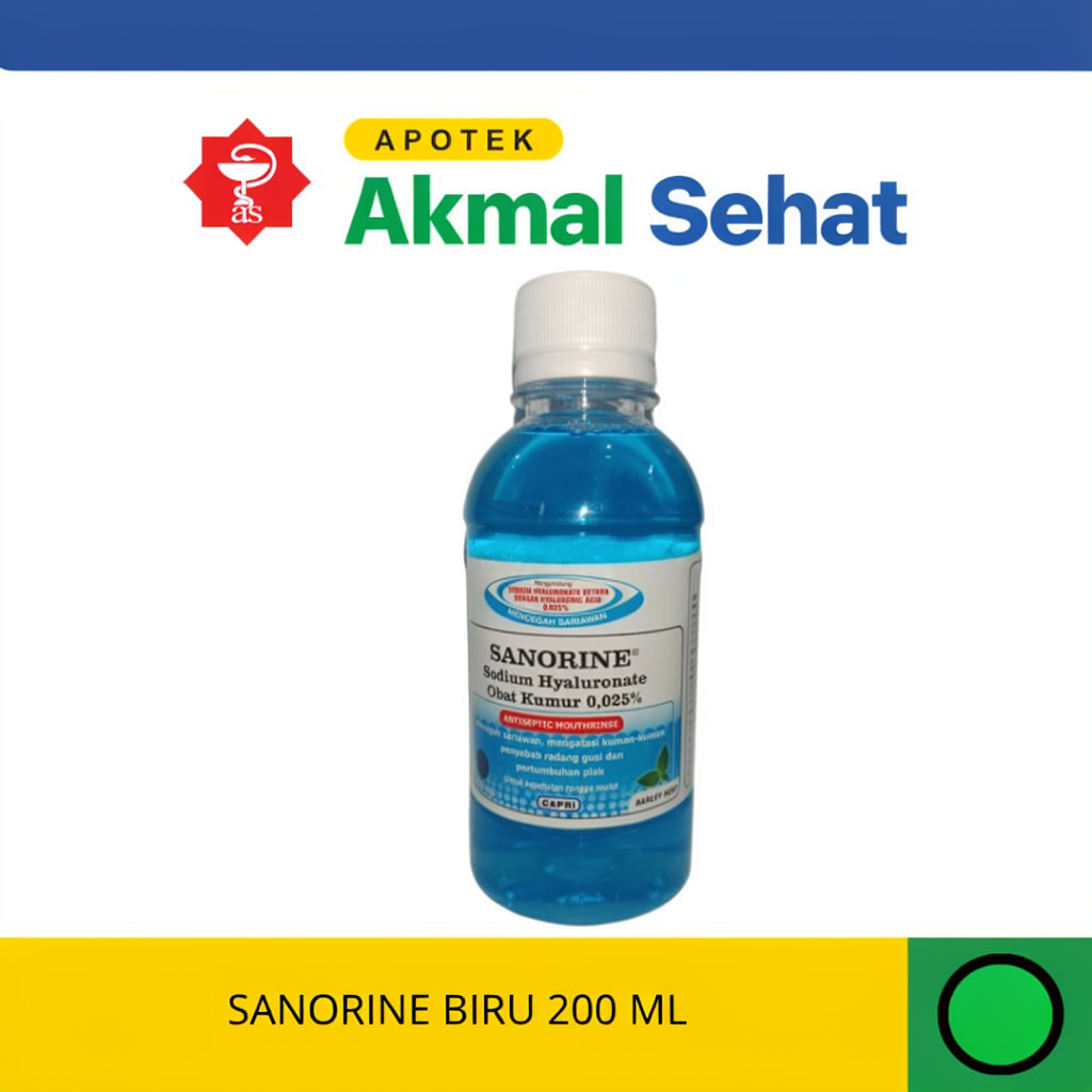 Sanorine Obat Kumur Biru 200ml - Mencegah Sariawan & Radang Gusi