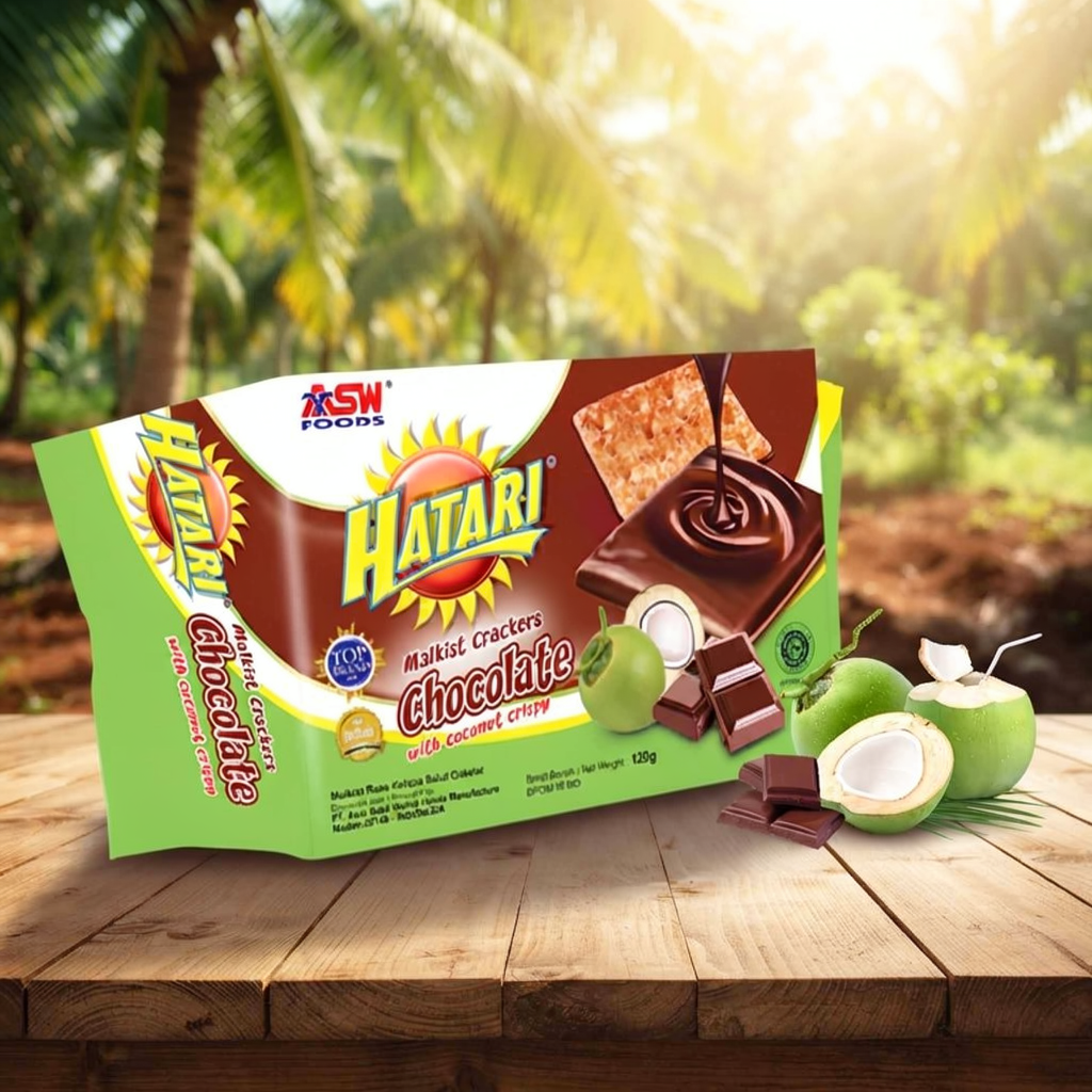 Biskuit Malkist Crackers * Biskuit Hatari * Biskuit Krakers Chocolate With Coconut Crispy * 120gr