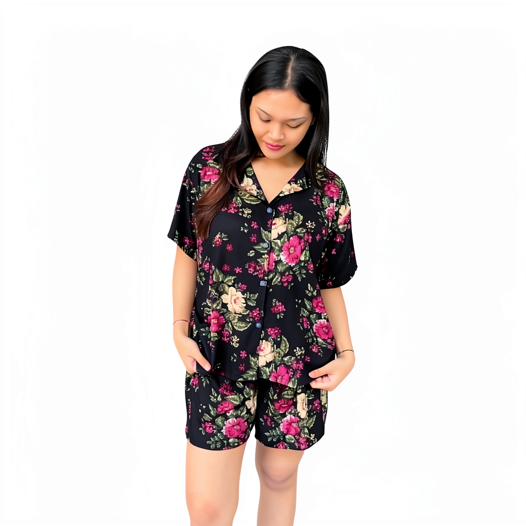 One Set Kameja pyama wanita setelan rayon bali Premium Motif Viral Kualitas butik