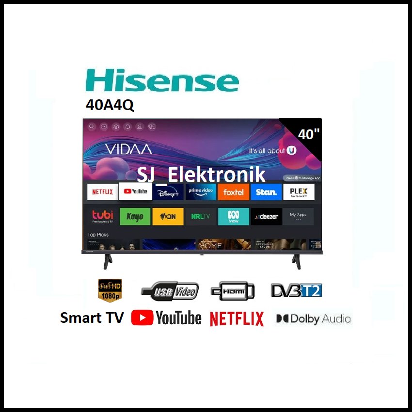 (KHUSUS LUAR KOTA) HISENSE 40A4Q / 40A4 VIDAA Smart TV | LED 40 Inch Full HD / 2K A4Q Digital TV