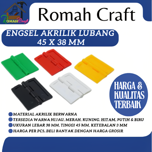 Engsel Akrilik Lubang 45 x 38mm Engsel akrilik bening Hinge Acrylic transparan Engsel akrilik warna 