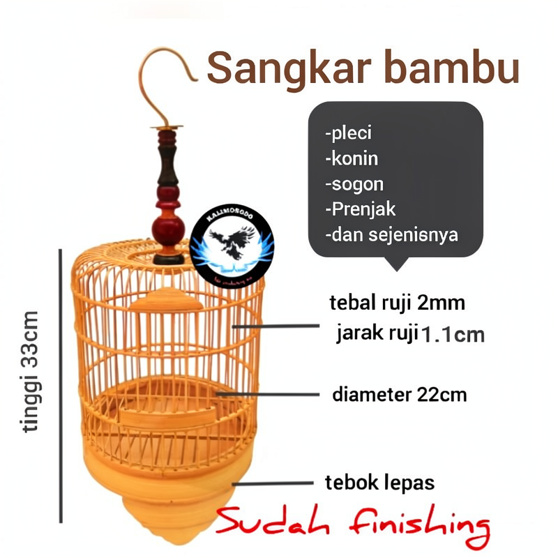 Sangkar pleci Kolibri sogon full bambu