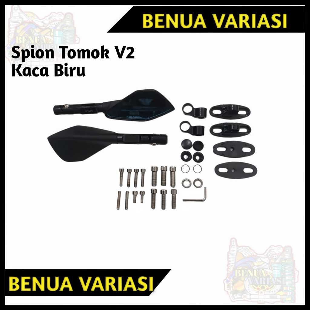 Spion Tomok Full CNC Black Rizoma V2 Variasi Motor Spion Tomok V2 Kaca Biru Plus Free Baut Nmax Aero