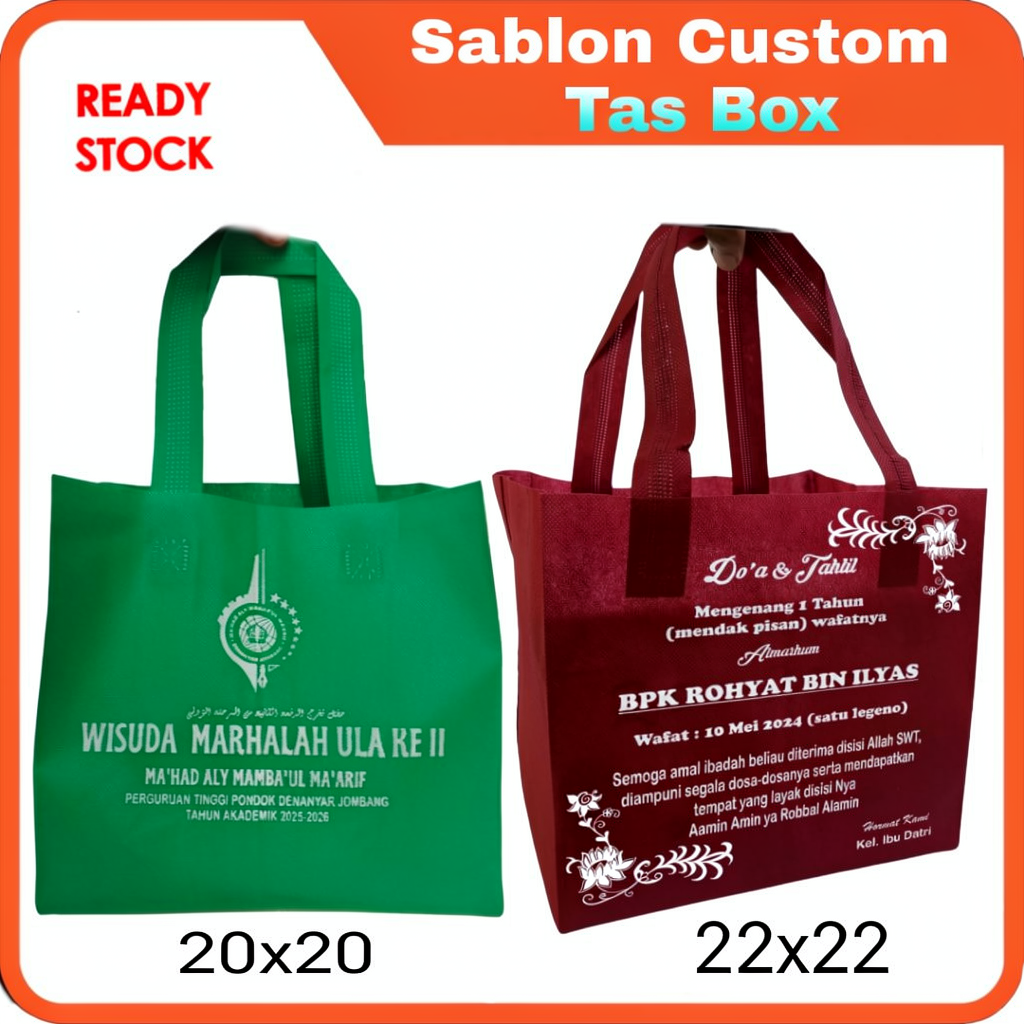Sablon Custom Logo Tas Berkat Slametan Cetak Nama Gambar Tulisan Dus Nasi Box 20x20 22x22