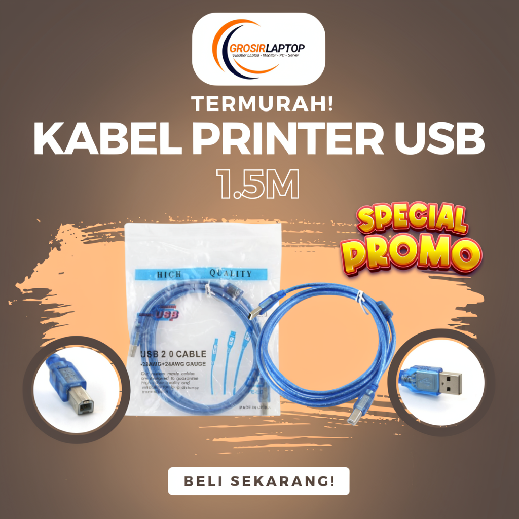 Kabel Printer USB 2.0 Panjang 1.5 Meter - Grosir Laptop