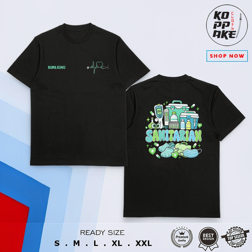 Kaos Sanitarian Desain Pop Art Doodle Lucu Gratis Nama Kamu Baju Distro