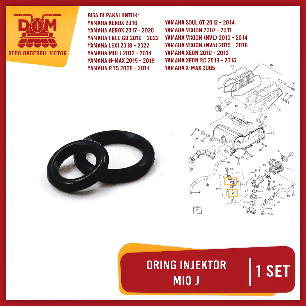 Oring Injektor Mio J Set Isi 2 (PSP) O Ring Seal Sil Karet Injector Injeksi Yamaha Soul GT Mio M3