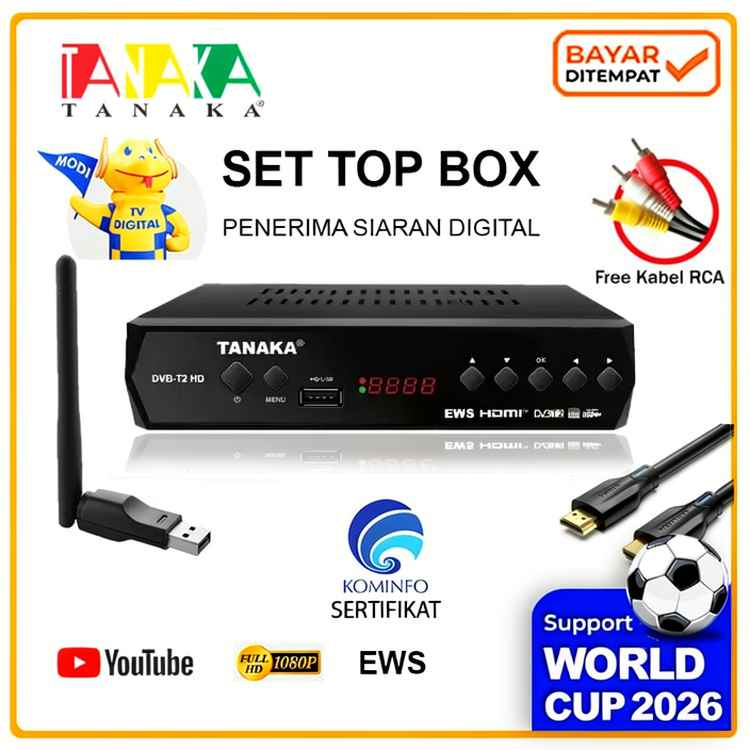 STB TV DIGITAL Set Top Box Tanaka DVB T2 Metal Siaran Digital Receiver BISA TV Tabung & LED