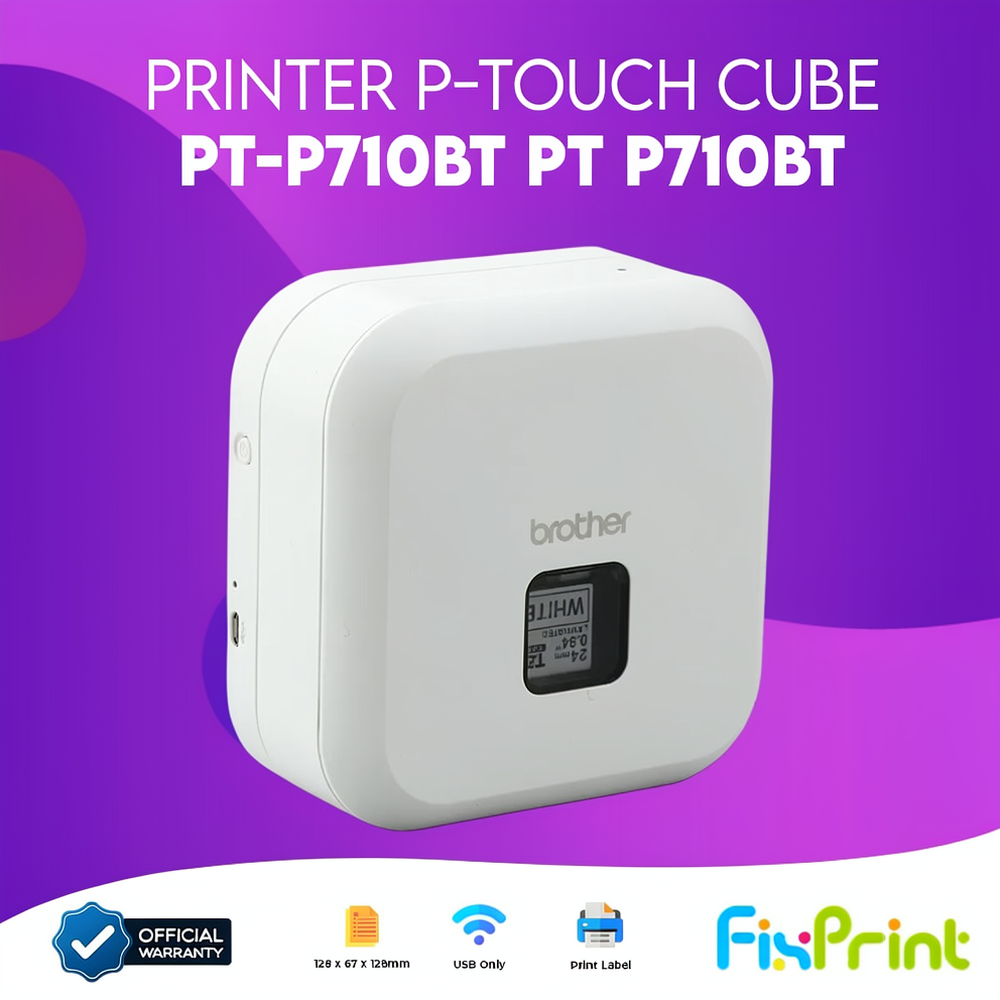 FixPrint Printer Brother P-Touch CUBE PT-P710BT/ PT P300BT Label Tape TZE Original | Label P-Touch P