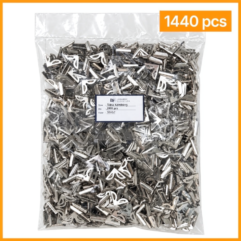 (±1,440 PCS) SIKU KEMBANG SILVER NIKEL LOGAMAX SIKU AGENDA SUDUT BUKU YASIN