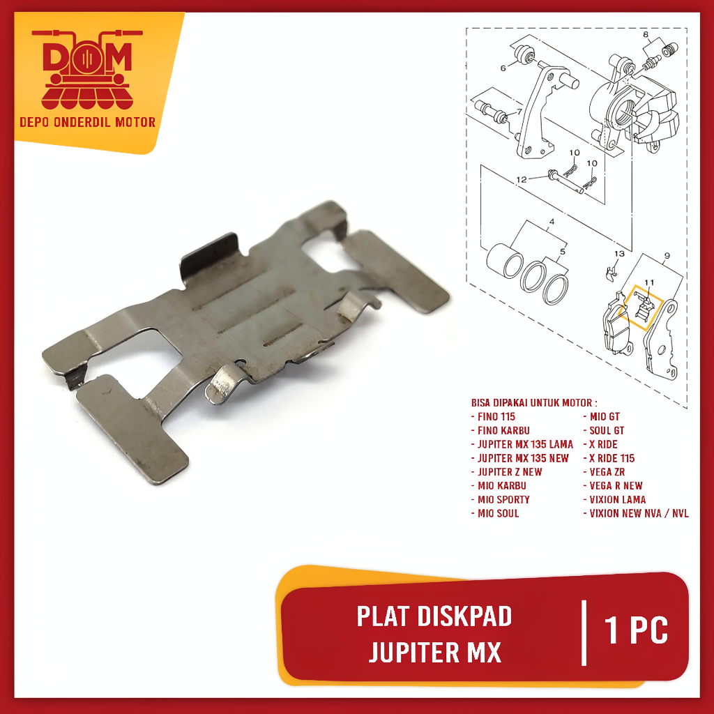 Plat Diskpad Jupiter MX (PSP) Plat Seng Tahanan Discpad Kampas Rem Per Spring Yamaha Vega R New Mio