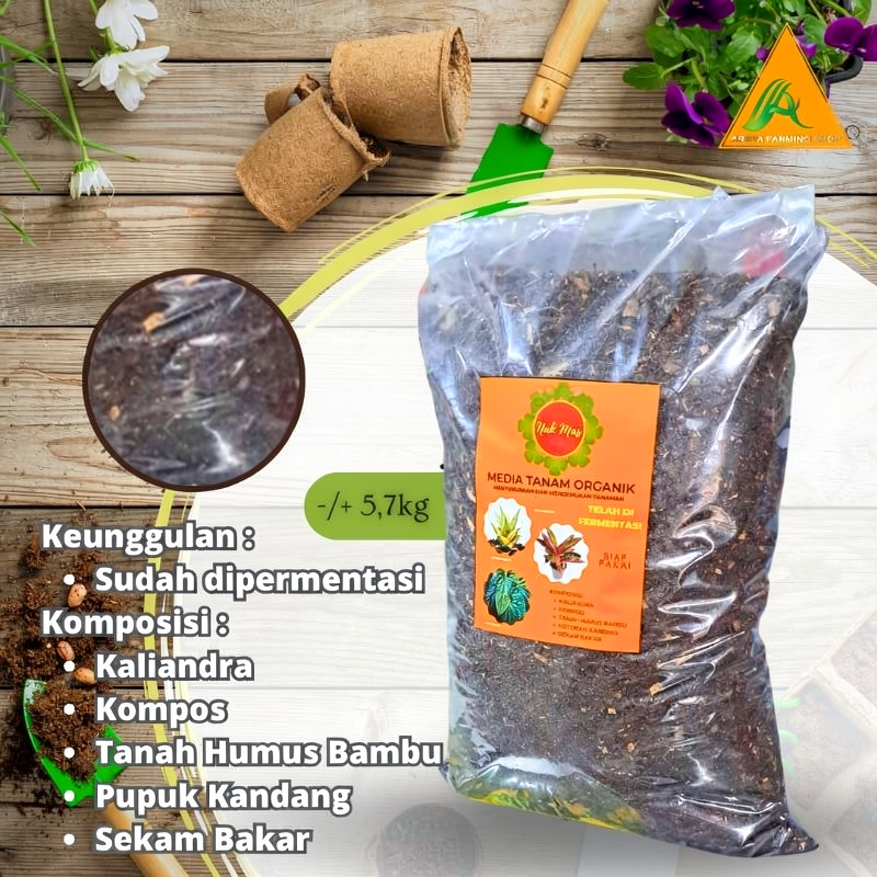 Media Tanam Fermentasi Plus Kaliandra Humus Bambu Kohe Sekam Bakar 5Kg