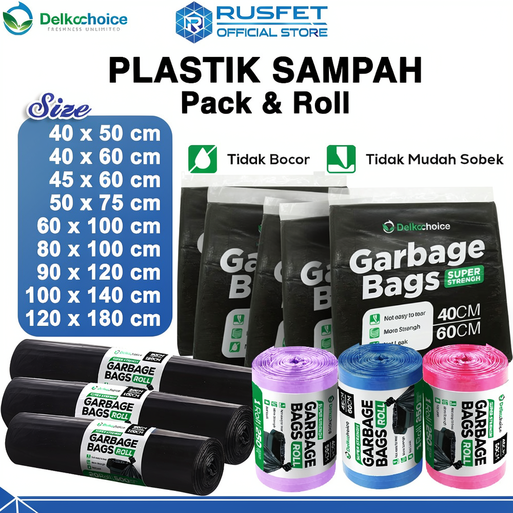 Kantong Plastik Sampah PACK ROLL Tebal Trash Bag Premium Besar DELKOCHOICE